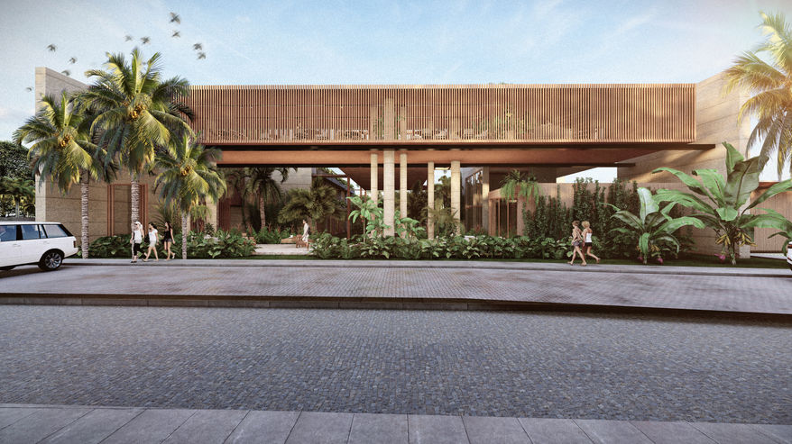 Pavilhão de chegada no projeto do condomínio